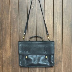 Elegant Black Leather Laptop Bag